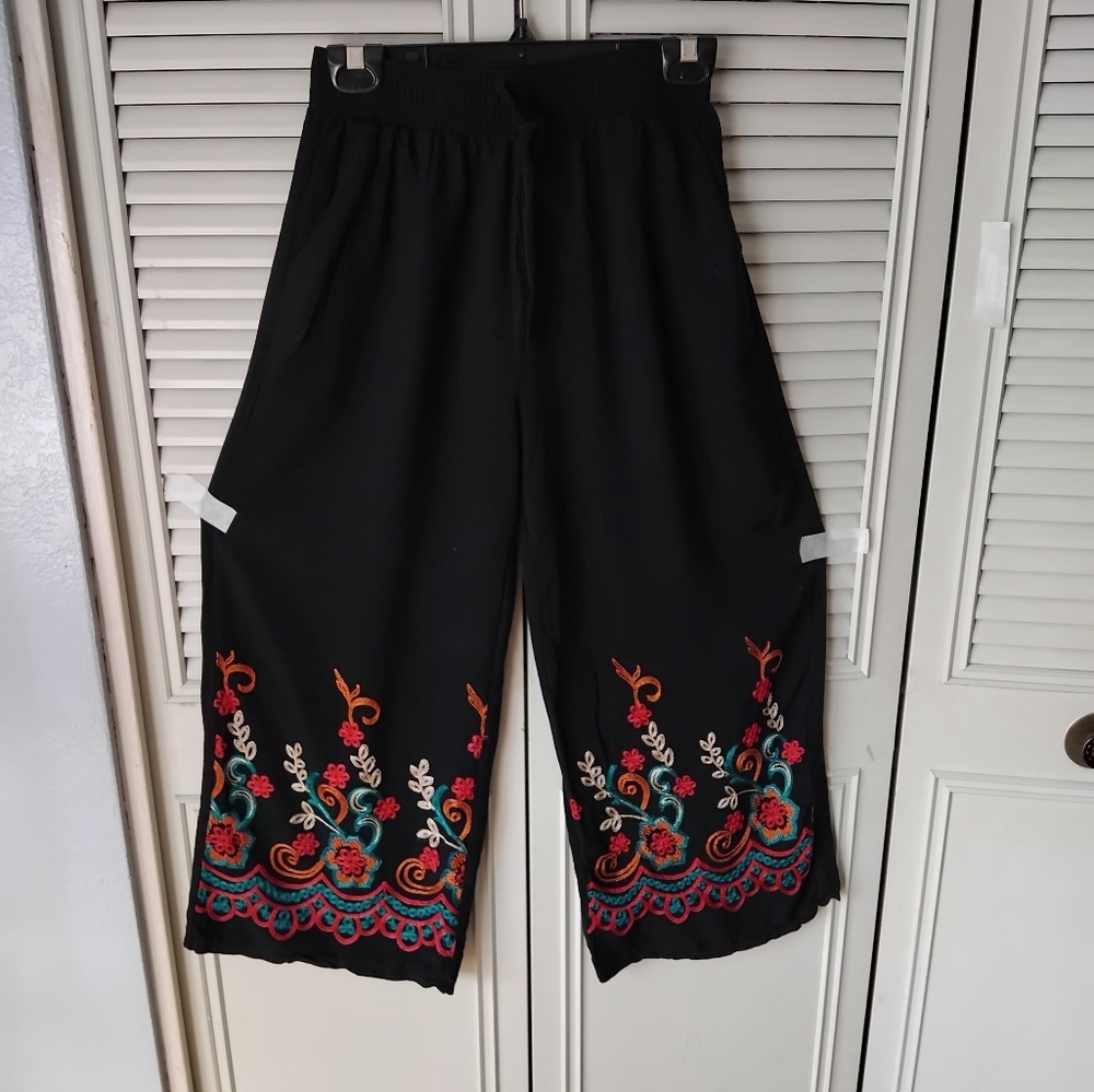 Embroidered palazzo pants